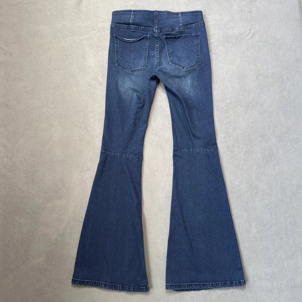 Free‎ People Jeans Womens 27 Blue Indigo Flare Low Rise Pull On Retro 70s Denim